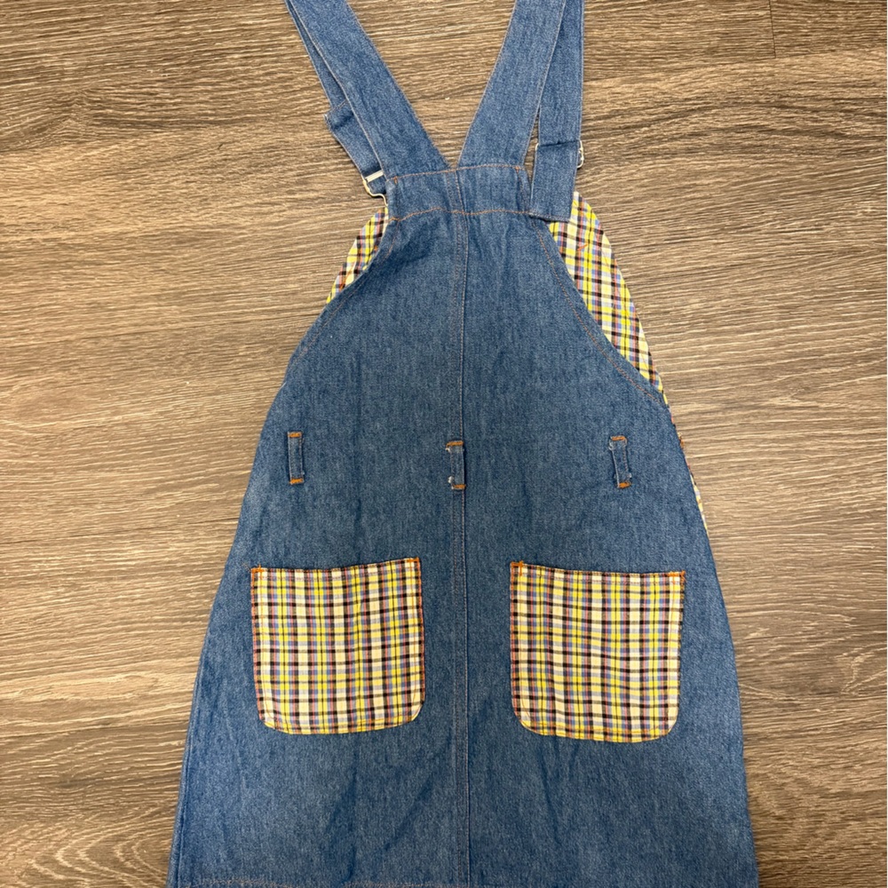Disney Denim Overall Dress with Yellow Plaid Accents - Picture 6 of 7